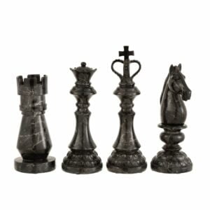 Chess Piece Marble Look Poly Black Large Assortment Of 4