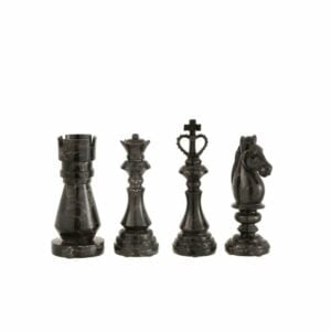 Chess Piece Marble Look Poly Black Small Assortment Of 4