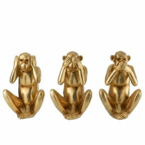Monkeys See Hear Speak Resin Gold Assortment Of 3